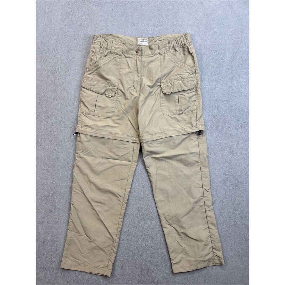 LL Bean Pants Mens Medium 35x30 Beige Convertible Water Resistant Cresta Hiking